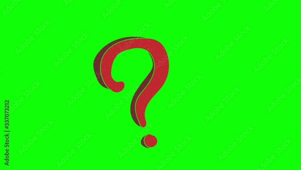Poster question mark hand drawn green screen. floating loop animation