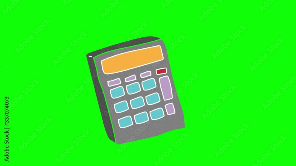 Aufkleber calculator hand drawn green screen. floating loop animation