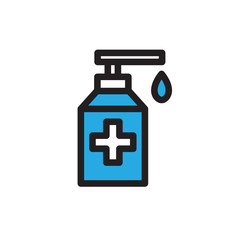 alcohol gel, hand sanitizer line icon, vector illustration