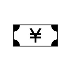 Yen bank note outline icon. Symbol, logo illustration for mobile concept and web design.