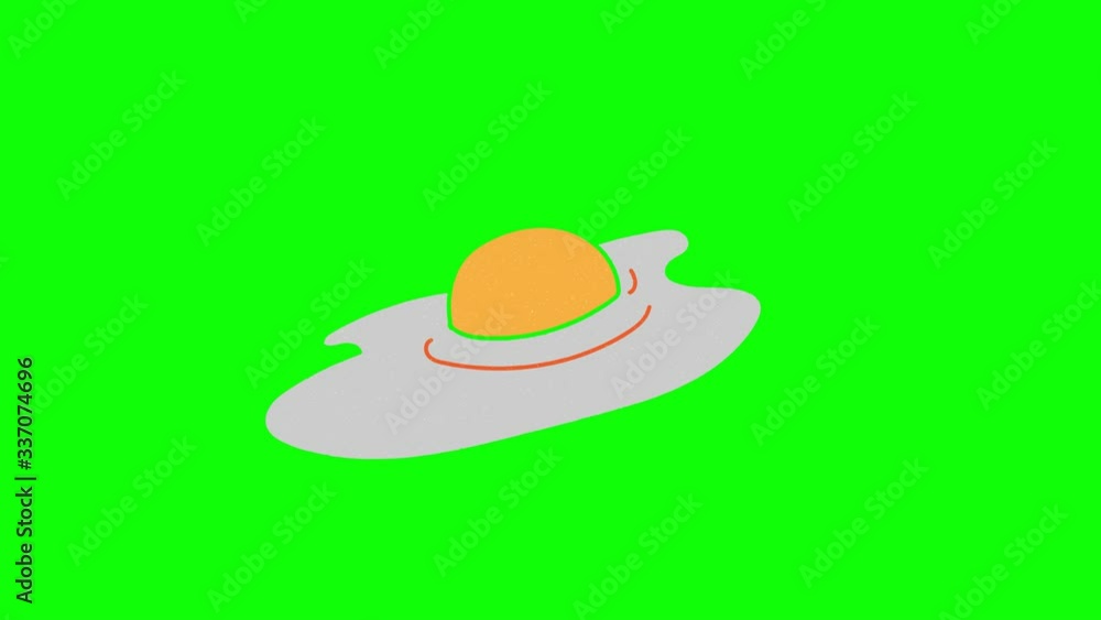 Poster fried eggs hand drawn green screen. floating loop animation