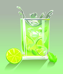 mojito cocktail with lime and splash