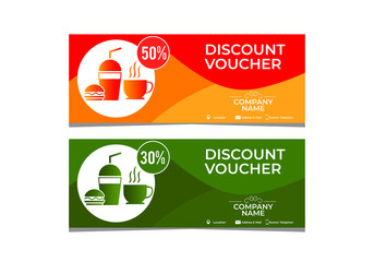 Discount voucher fast food template design.Discount voucher hamburger in template design.