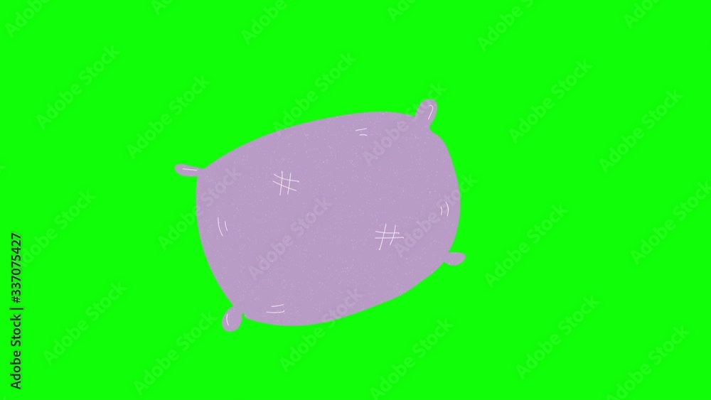 Poster pillow hand drawn green screen. floating loop animation