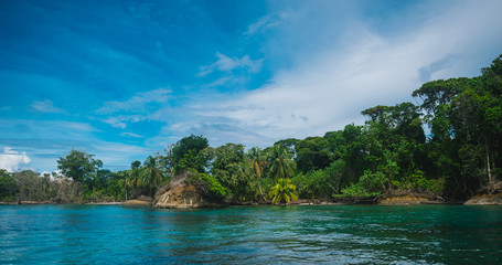 Isla of Escudo South Cliff Shots of Clear Water, Jungle and Rock Islands