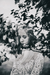 portrait of a beautiful girl, double exposure