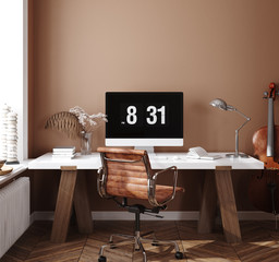 Work from home, home office, 3d render
