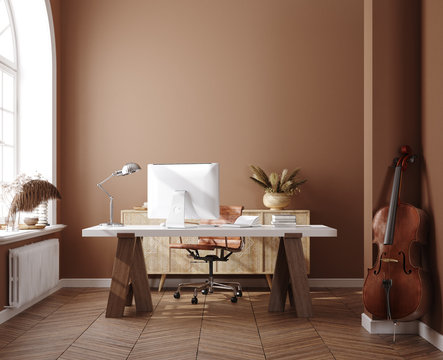 Work from home, home office, 3d render
