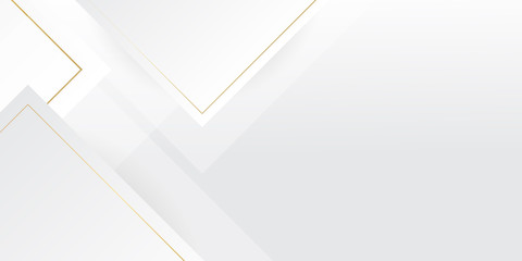 Modern gold white tech geometric background with abstract golden and grey lines. Vector banner design for presentation design and business card with corporate concept