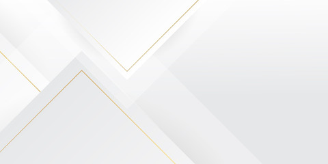 Modern gold white tech geometric background with abstract golden and grey lines. Vector banner design for presentation design and business card with corporate concept