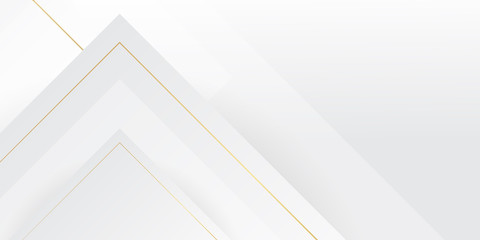 Obraz premium Modern gold white tech geometric background with abstract golden and grey lines. Vector banner design for presentation design and business card with corporate concept