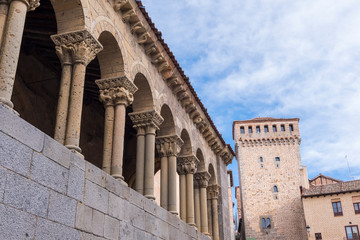 View of the beautiful city of Segovia, Castilla y Le&oacute;n (Spain). Its famous Alcazar, Cathedral and Roman Aqueduct.