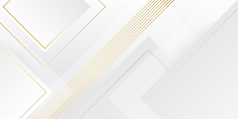 Abstract white and gold luxury geometric background. Illustration vector for presentation design, poster, banner, and business card