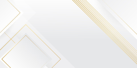 Abstract white and gold luxury geometric background. Illustration vector for presentation design, poster, banner, and business card