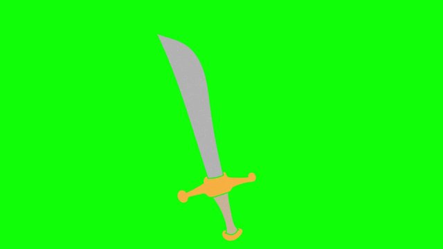 sword hand drawn green screen. floating loop animation