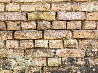Background texture broken brick wall of an old house