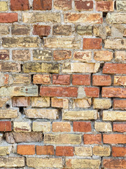 Background texture broken brick wall of an old house