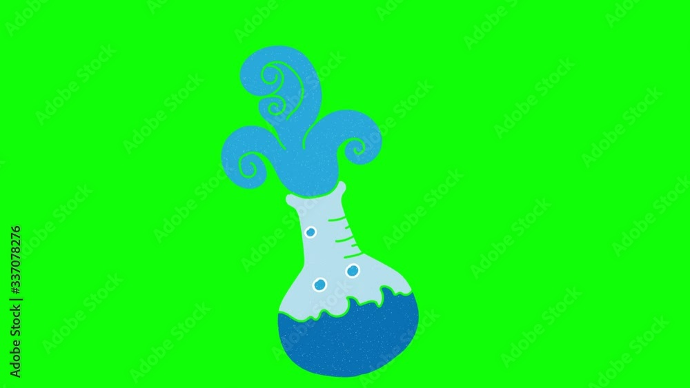 Poster retort hand drawn green screen. floating loop animation