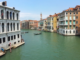 Fototapeta na wymiar View on the central part of Venice, the Grand Canal, with multiple architectural monuments, Venice, Italy, Europe