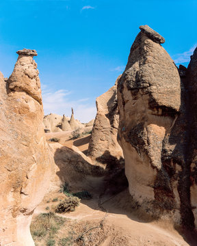 very unusual natural landscapes consisting of sandy figured hills and rocks
