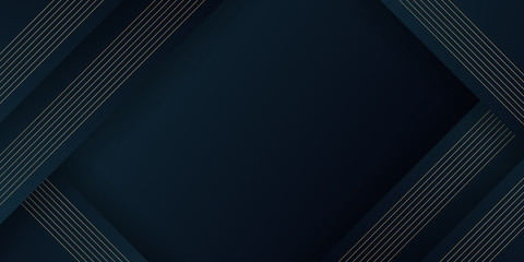 Obraz premium Abstract gradient black template design of technology cover background with gold line 