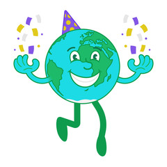 Cartoon character of happy Earth 