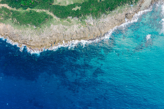 Aerial view of ocean and cliff in Taiwan
