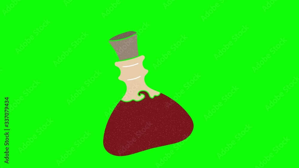 Poster potion hand drawn green screen. floating loop animation