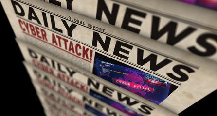 Cyber attack breaking news newspaper printing press