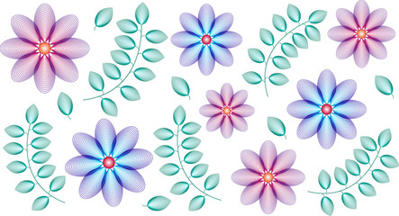 Flower background abstract lines collage vector illustration