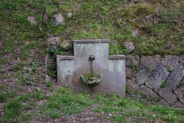 
建物の跡地で見つけた今は使われていない古い水道