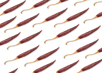 Red chili peppers patterns on white background.
