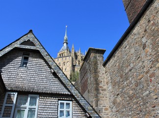 Fototapeta na wymiar Village of Mont Saint Michel - UNESCO world heritage, Normandy, France 