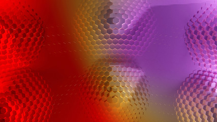 3D rendered abstract geometric background wallpaper with hexagons and rainbow colors