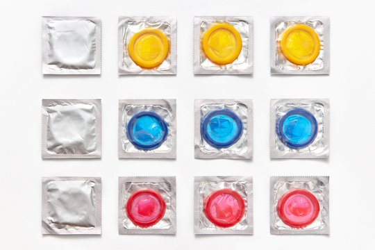Different colored condoms pattern.