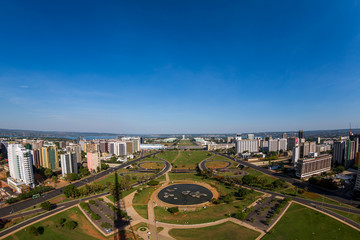 Fototapeta na wymiar Brasilia, Brazil - October 29, 2012: View of the Esplanada dos Ministérios, in Brasília, from the lookout point of the tv tower.