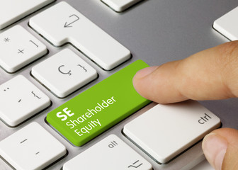 SE Shareholder Equity - Inscription on Green Keyboard Key.