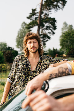 Male Hippie With Leotard Pattern Shirt