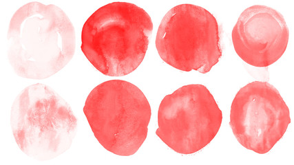 Abstract set of red vector circle paint blot brushes for painting