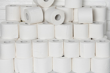 Toilet paper rolls stacked on top of each other