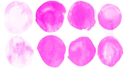 Abstract set of purple circle paint blot brushes for painting