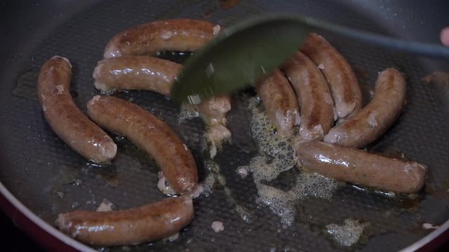 Grilling sausages, cooking. Grilling food, bbq, barbecue, 4k