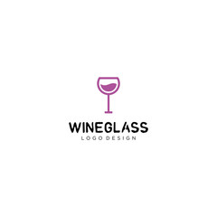 Minimalist logo design of wine and glass with white background - EPS10 - Vector.