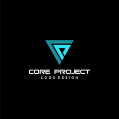 Bold and clean logo design of letter CP and triangle shape. EPS 10, Vector.