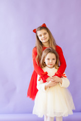 Girl girlfriend in red and white dress at the festival