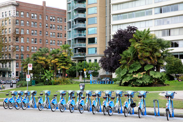 Vancouver, America - August 18, 2019: Electric bike at Vancouver, Vancouver, America