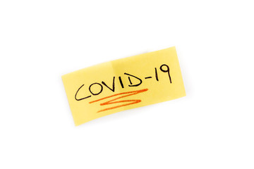 Paper reminders with coronavirus drawn, on White background
