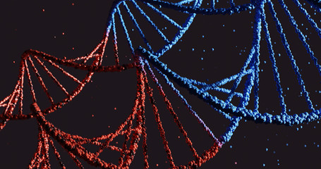 Render with a red DNA spiral turning into a cybernetic
