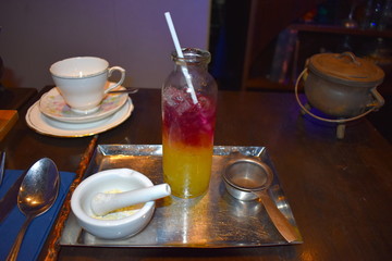 Lemon inspired non alcoholic cocktail Refreshing cold mocktails are a cheeky alternative to help...