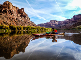 Kayak floating down the Green River